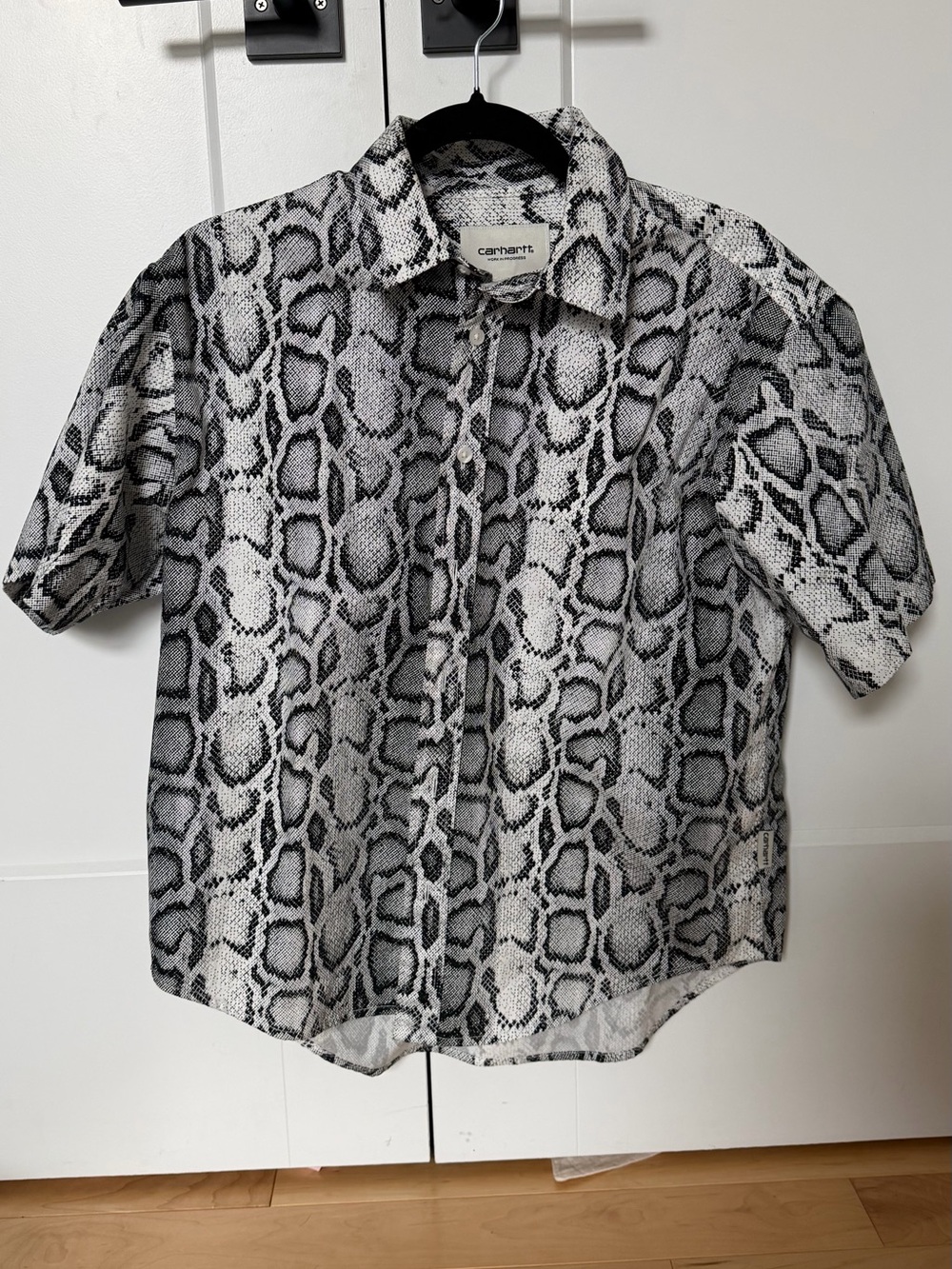 Carhartt WIP Kids Black & White Snake-Print Button Shirt